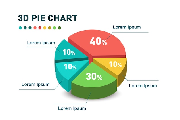 3d pie chart five pieces infographic isometric puzzle circular template report business analytics