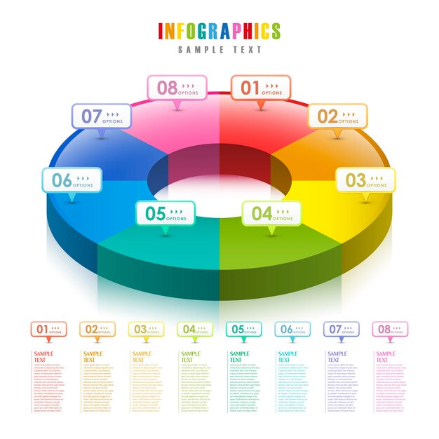 Infografica del grafico a torta 3d