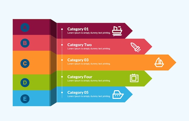 3D-pijlen sjabloon voor Infographics