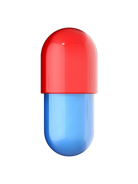 3D pill icon Medicine capsule isolated on the white background Medical cure antibiotic in cartoon style Vector 3d illustration