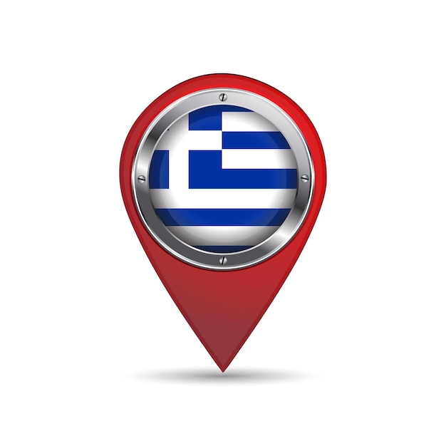 3D pin icon with Greece flag inside vector image