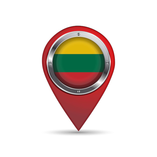 Vettore icona pin 3d con bandiera lituana all'interno dell'immagine vettoriale