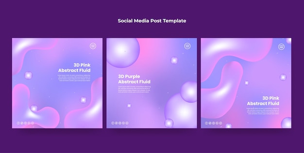 3D Pink Abstract Fluid Social Media Post Template