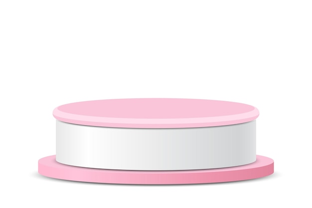 ベクトル 製品プレゼンテーション賞を表示するための3dピンクと白の丸いポディウムの基盤