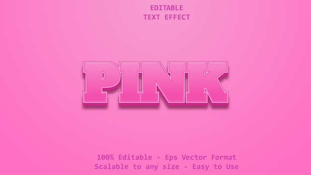 Vector 3d pink bold text effectm editable text effect style