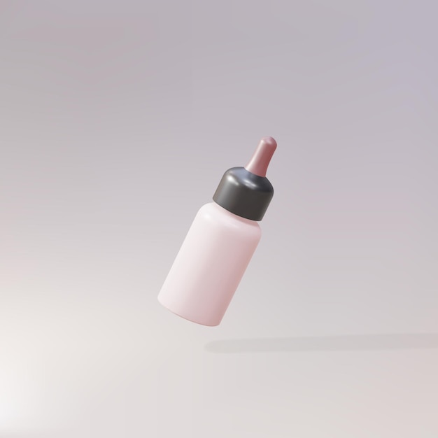 3d pink bottles with eliquid for vape on a gray background