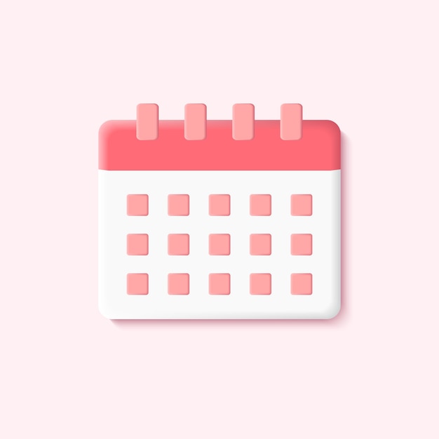 Illustrazione rosa dell'icona di vettore del calendario 3d