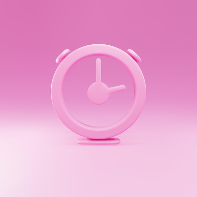 ベクトル ピンクの背景の時間記号ミニマリズムの概念に分離された3dピンクの時計アイコン