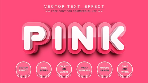 3D pink edit text effect editable font style