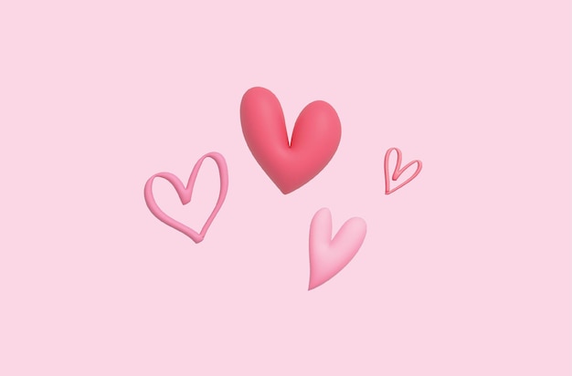 Premium Vector | 3d pink hearts collection on pink background