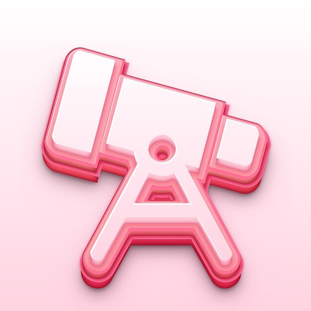 3d pink telescope icon for astronomy and exploration themes