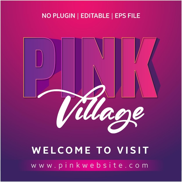 3D pink Title Effect Editable EPS