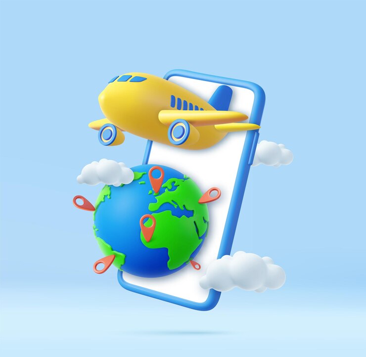 वेक्टर 3d plane and smartphone