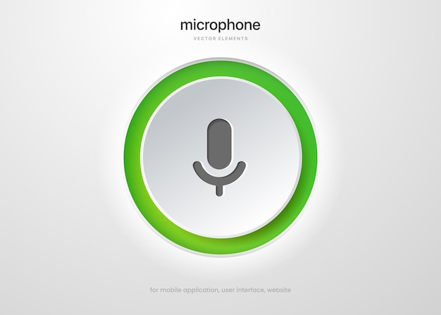 Vector 3d-podcastuitzending, webcast, voicemail, voicechat, opname, dempen, microfoonpictogram voor mobiele gebruikersinterface