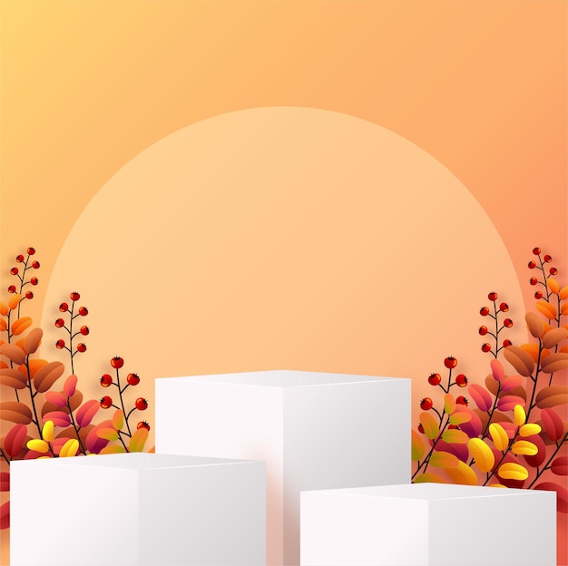 3d podium background products with geometric forms autumn holiday seasonal background