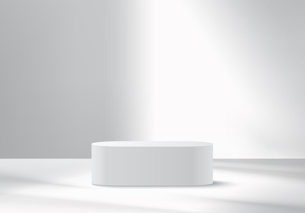 3d podium grijze kleuren op de achtergrond platform stand show cosmetisch product voor display Stage showcase op voetstuk zwart en wit studio platform 3d eenvoud vormen render vector illustratie