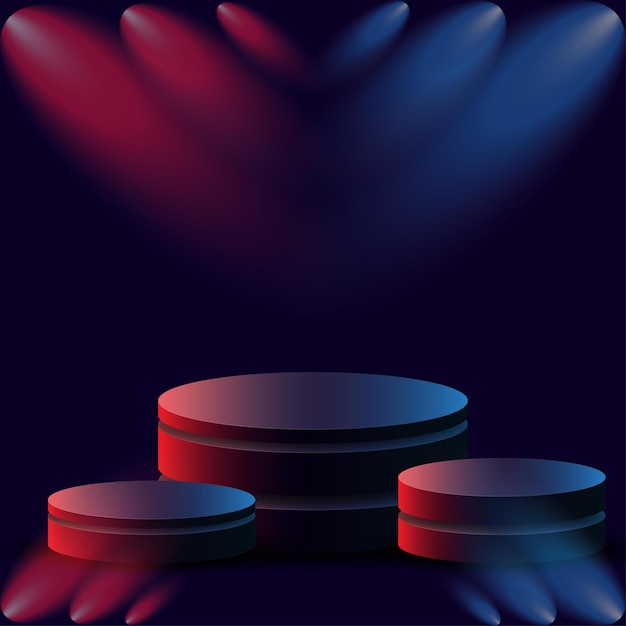 3d podium highlighted lights on dark background