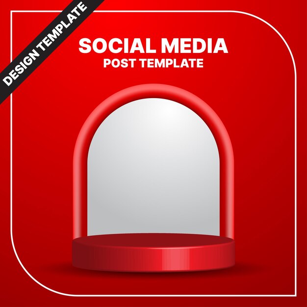 3D Podium social media post design template vector illustration