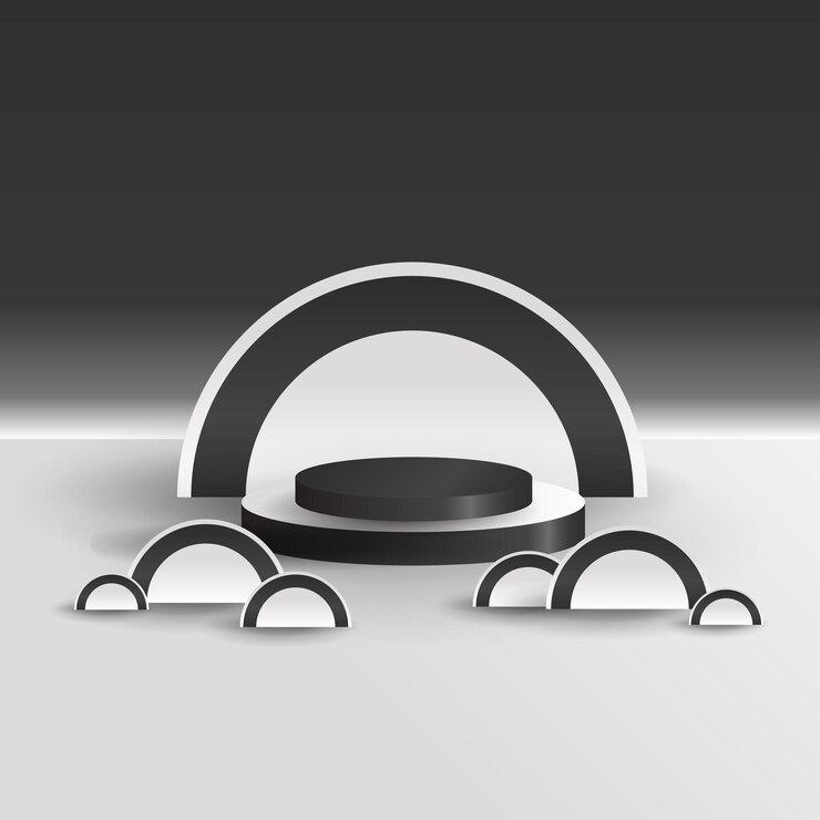 Vector 3d podium stage for black and white color background products