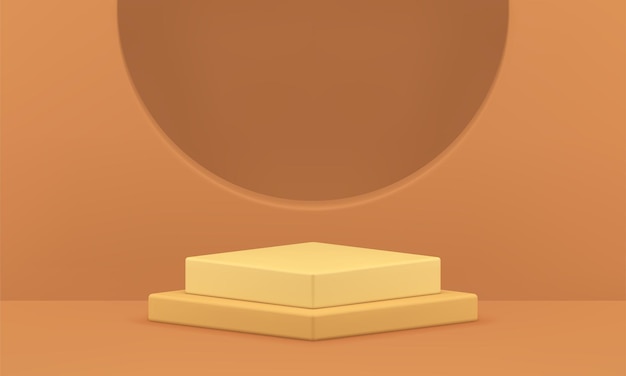 3d podium vierkant niveau platform constructie lege halve cirkel muur gat studio achtergrond vector