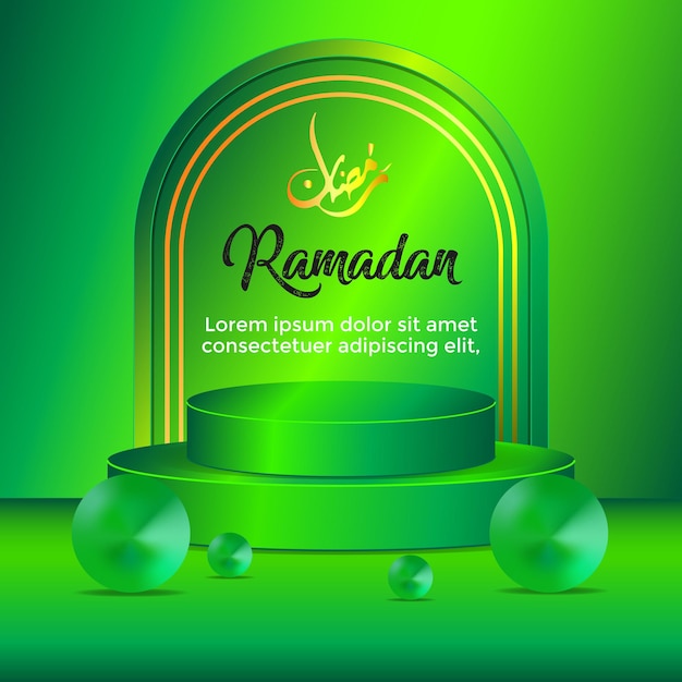 3D podium with ramadan theme