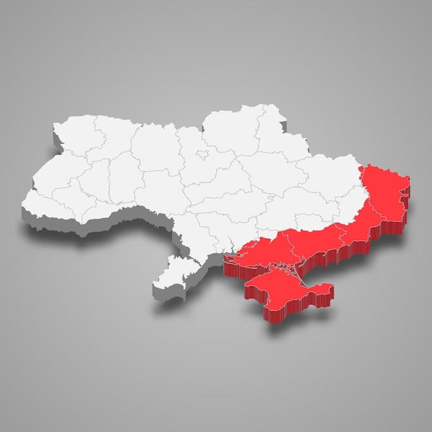 Vector 3d political map of ukraine with borders