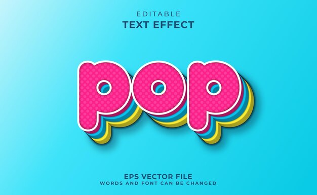 3d pop text effect template with colorful style