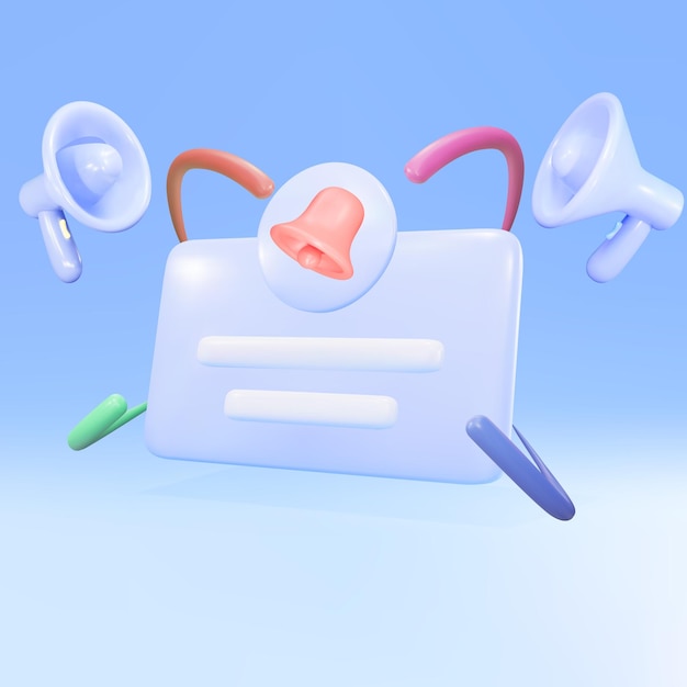 3D popup with text and reminder with megaphones