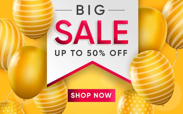 Vector 3d poster of big sale on label realistic design