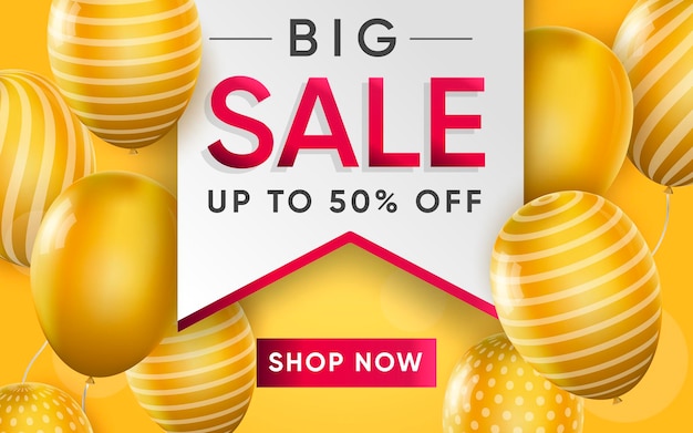 3d poster of big sale on label realistic design