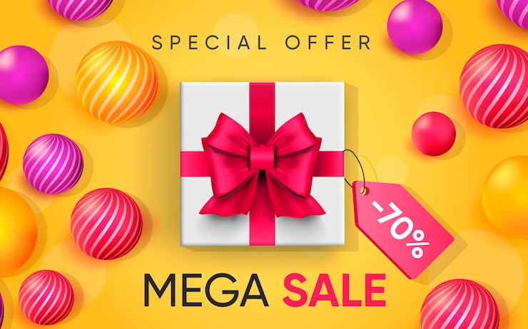 Вектор 3d плакат mega sale реалистичный дизайн иллюстрации рекламы