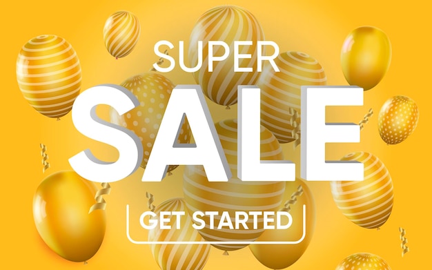 3d poster of super sale get started realistic design