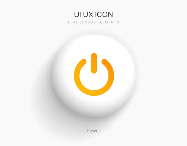 Vector 3d power icon, start icon and power button, shut down symbol, on off icon.