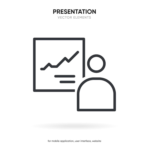 3d Presentation dashboard admin line icon Simple outline style User panel template data analysis