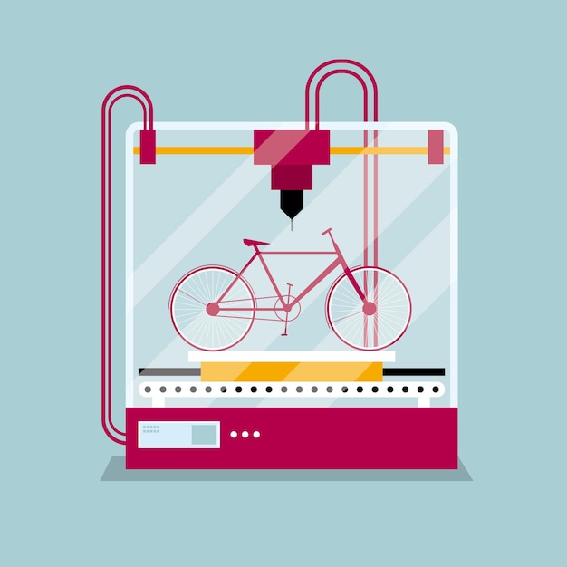 3d printen van een fietsmodel, het concept van rapid prototyping.