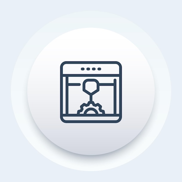 3d printer additive manufacturing line icon vector illustration