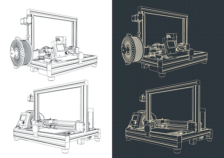 Vector 3d 프린터 그림