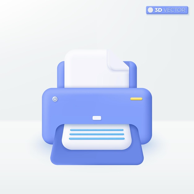 3d printer paper icon symbol Education report small and medium business office and home work printing data file on paper concept 3D vector isolated illustration Cartoon pastel Minimal style