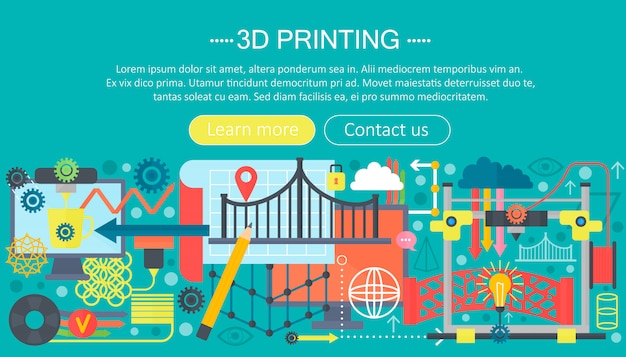 Vector 3d printer technology flat concept