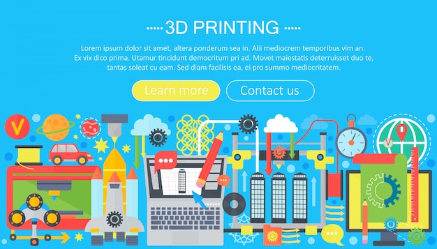 Vector 3d printer technology web concept