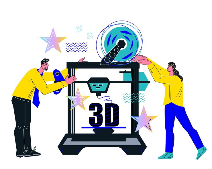 Vector 3d printing or additive manufacturing technology and services banner flat vector isolated