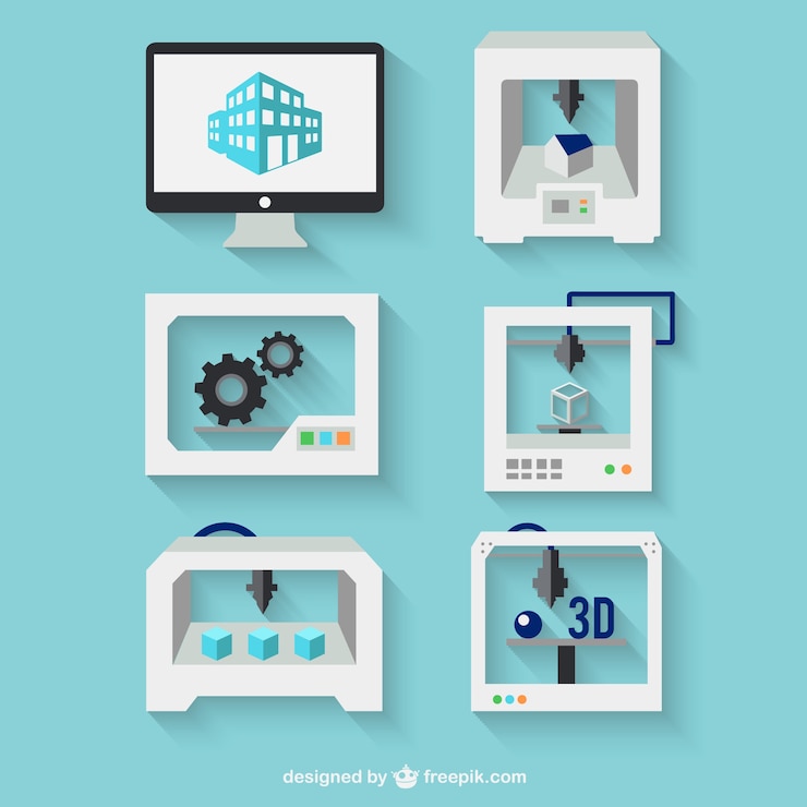 Вектор 3d концепция печати