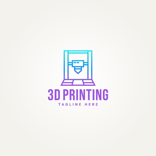 3d 인쇄 간단한 라인 아트 로고 아이콘 템플릿 벡터 일러스트 디자인