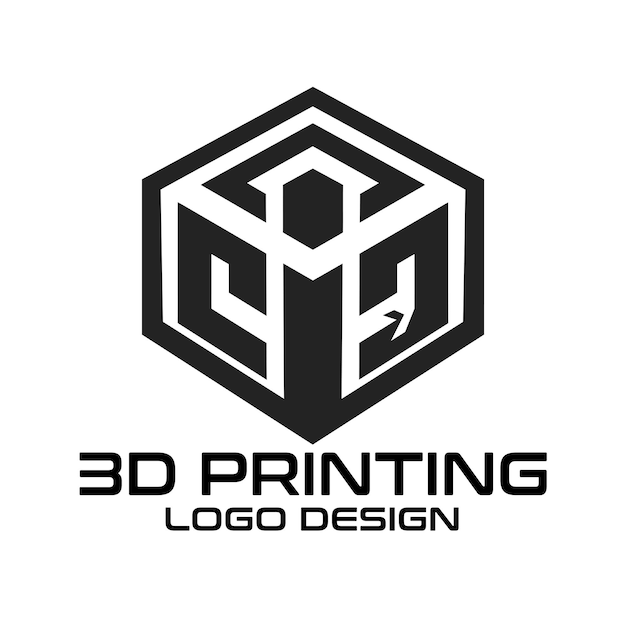 Vettore progettazione del logo vettoriale di stampa 3d