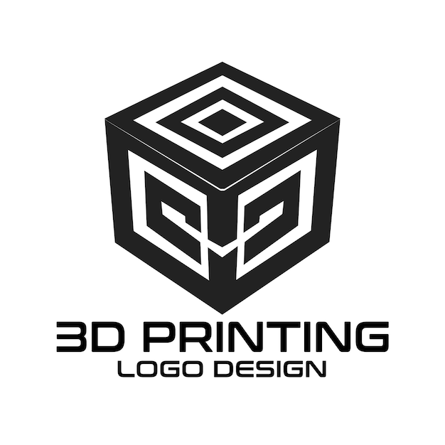 Vettore progettazione del logo vettoriale di stampa 3d