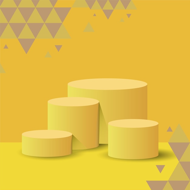 3d product display background platform with modern yellow geometric frame