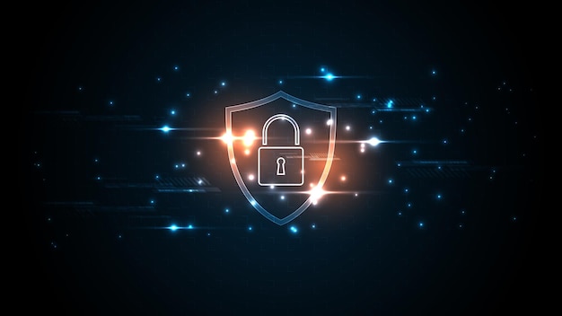 Концепция безопасности 3D Protected Guard Shield Безопасность кибер-цифровая абстрактная технология фон защищает концепцию инноваций системы