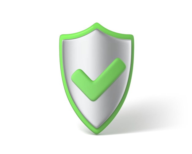 Vector 3d protection shield icon checkmark on shield symbol web security and guarding system concept vector 3d illustration