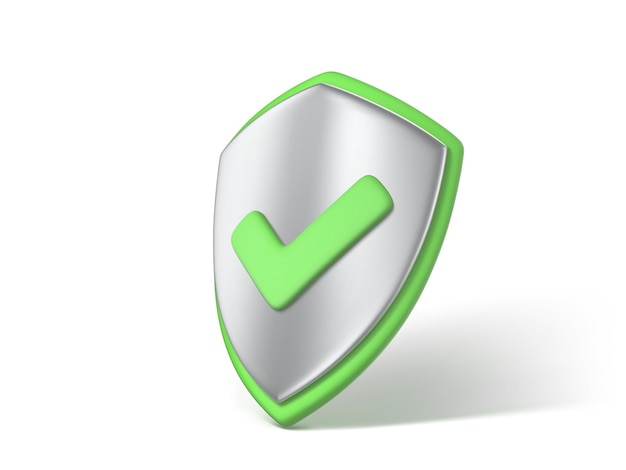 Vector 3d protection shield icon checkmark on shield symbol web security and guarding system concept vector 3d illustration