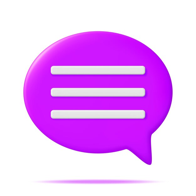 3d purple blank speech bubble isolated